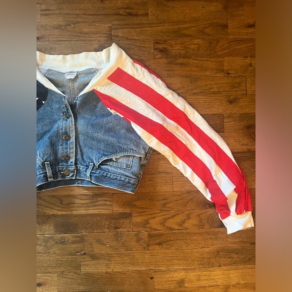 Rare Vintage 80s Frederick's of Hollywood American Flag Crop Jacket MAGA - Picture 2 of 9